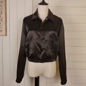 American Apparel Black Fly Coach Cropped Jacket Size S